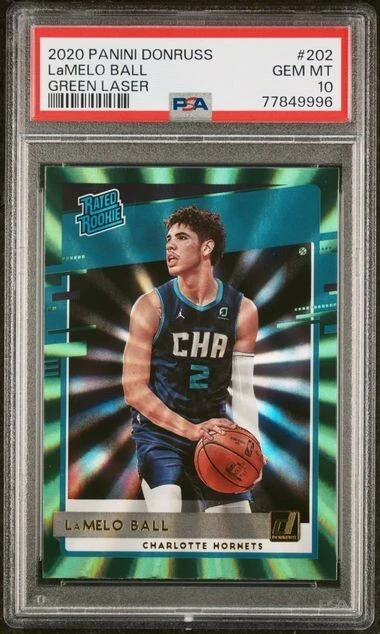 2020 LAMELO BALL - Panini Donruss Green Laser PSA 10 #202 RATED 