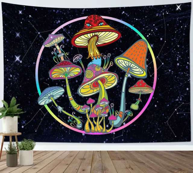 Psychedelic Mushroom Tapestry Constellation Wall Hanging For Living Room Bedroom