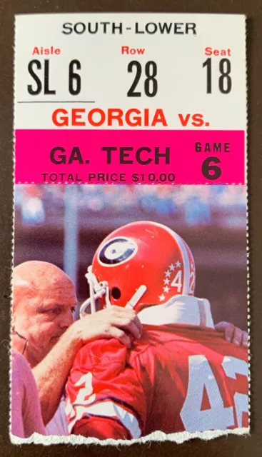 Georgia Bulldogs 12/2/1978 ORIGINAL college football ticket vs Georgia Tech