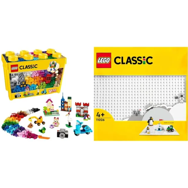 LEGO 10698 Classic Large Creative Brick Storage Box Set & 11026 Classic White Ba