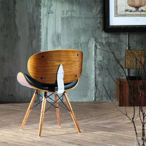 Retro Style DSW Eiffel Dining Office Chair Wood Legs  Walnut Finish 3