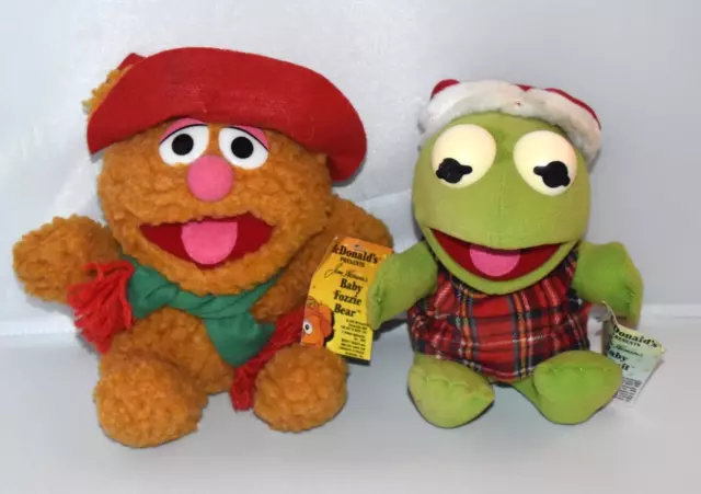 Vintage Mcdonalds Jim Hensons Muppet Babies Plush  Fozzy Bear Kermit Frog Toys