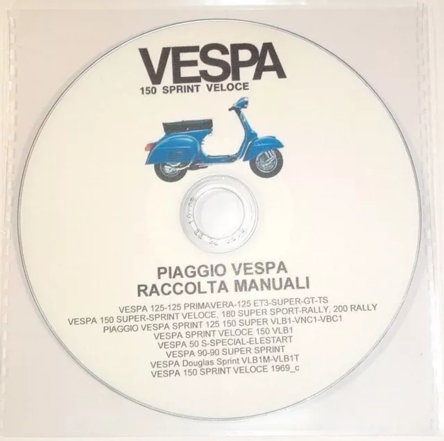 Cd Manuale Officina+Manutenzione+Ricambi,Piaggio Vespa Super Sprint 125-150 Vlb1