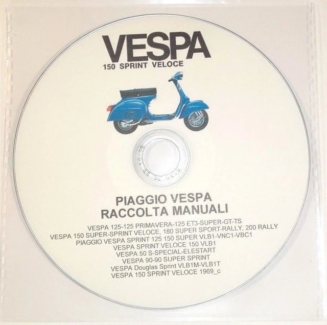 Cd Manuale Officina+Manutenzione+Ricambi,Piaggio Vespa Super Sprint 125-150 Vlb1