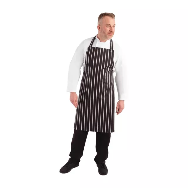 Whites Butchers Stripe Apron Black