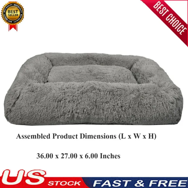 Large Furry Bolster Dog Bed Recycled Polyester Fiberfill Taupe Machine Washable