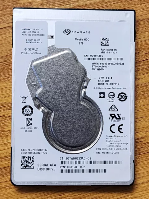 SEAGATE 2TB 2.5" SATA LAPTOP HDD PC HARD DRIVE ST2000LM007 7mm 5400RPM FW: RDM4