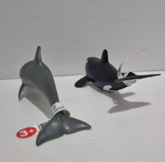 Schleich Sea Animals Dolphin and Baby Orca Figurines - New 3