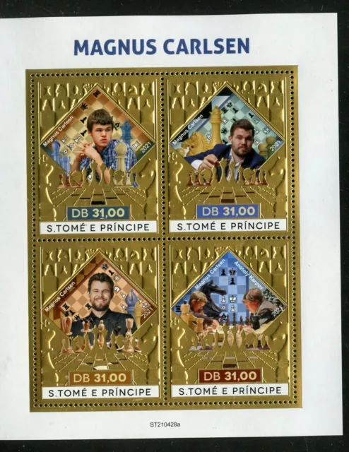 Mozambique - 2022 Magnus Carlsen and Chess - Stamp Souvenir Sheet -  MOZ220116b2