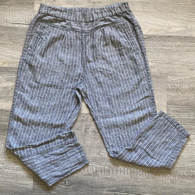 Anthropologie Hei Hei Striped Pull On 100% Linen Straight Leg Pants Small Beachy