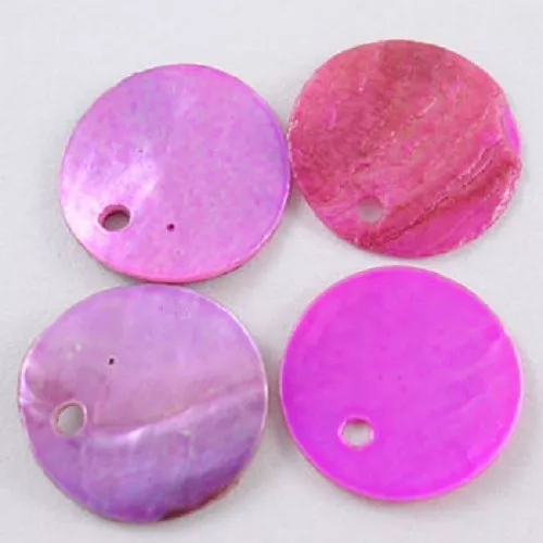 Lote De 30 Cuentas Redondas Planas Lentejuelas Nácar Natural 13mm Tonos Fucsia