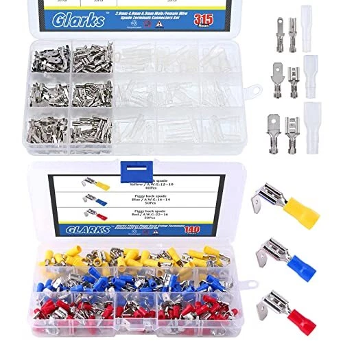 315Pcs Male and Female Wire Crimp Terminal Block with Insulating Sleeve Assor...