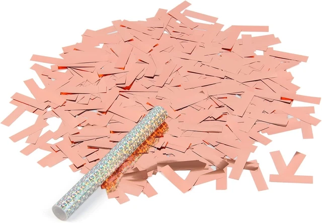 Rose Gold Confetti Wands Party Poppers (16 Pack), Flutter Metallic Confetti Stic