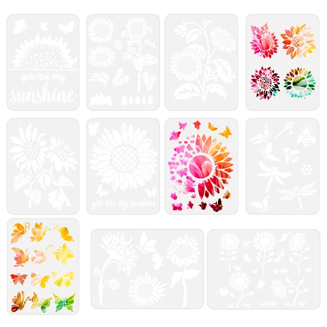 DIY Craft Flower PaintingTemplate Sunflower Layering Stencils Scrapbooking