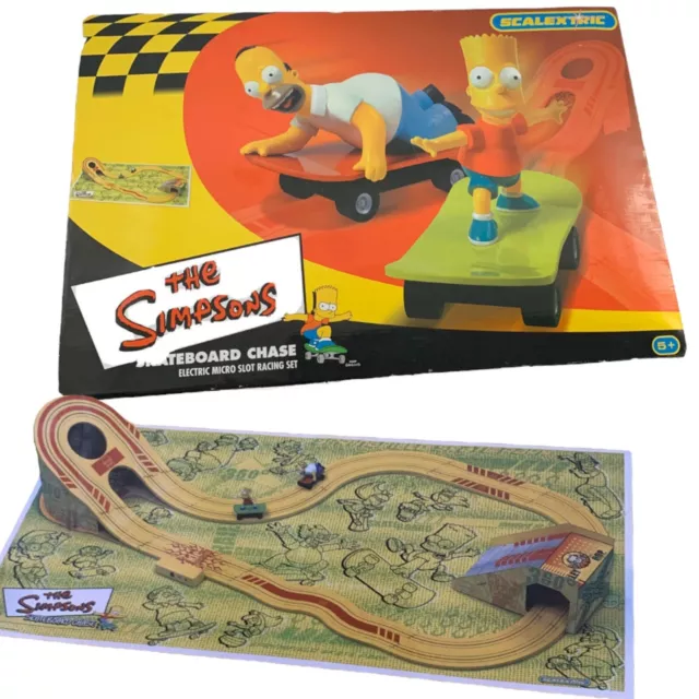 Scalextric Micro Slot The Simpsons Skateboard Chase Homer and Bart  Racing Set