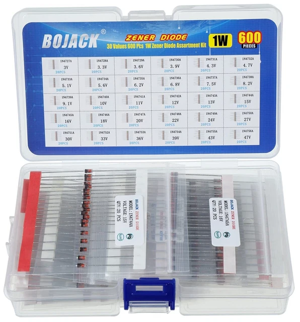 BOJACK 30 VALUES 600 Pcs 1W Zener Diodes Assortment Kit $39.14 ...
