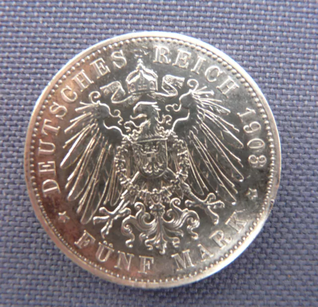 Silbermünze fünf Mark Deutsches Reich 1903, Wilhelm II dt. Kaiser