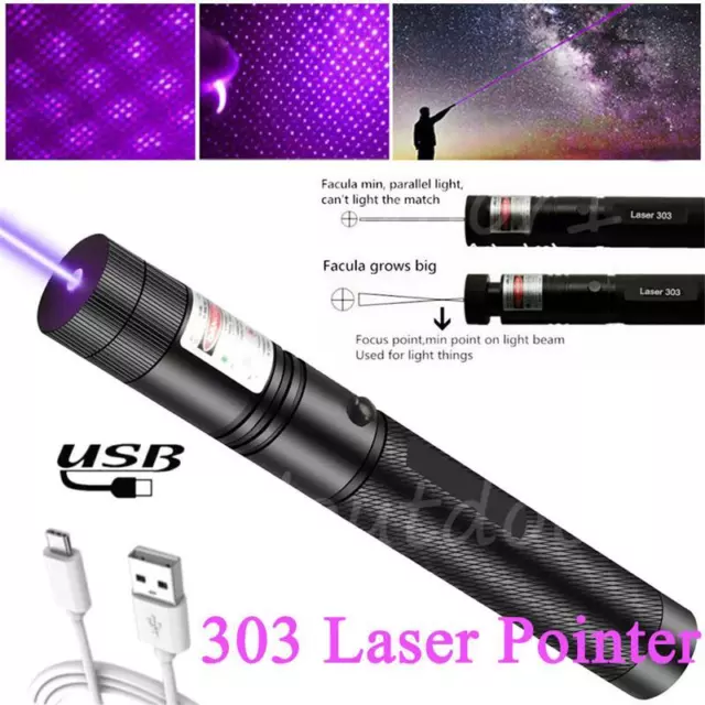 990Miles Purple Laser Pointer Rechargeable Lazer Pen 532nm Visible Beam Light