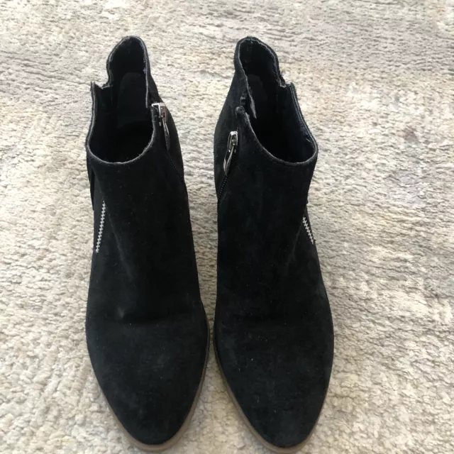 Franco Sarto Size 5.5 Women's Zip Black Suede Ankle Boots