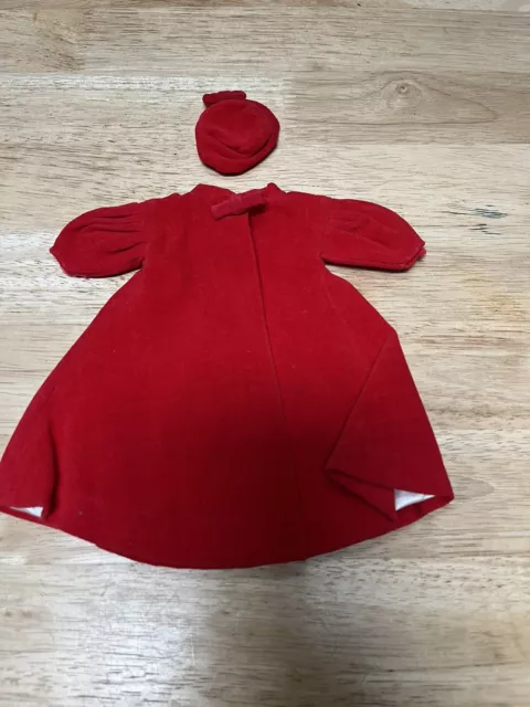 Vintage 1960's Barbie Red Flare #939 Red Velvet Coat Satin Lined EXCELLENT Hat