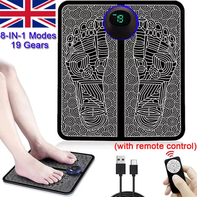 EMS Electric Foot Massager Mat Blood Muscle Circulation Relief Pain W/ Remote