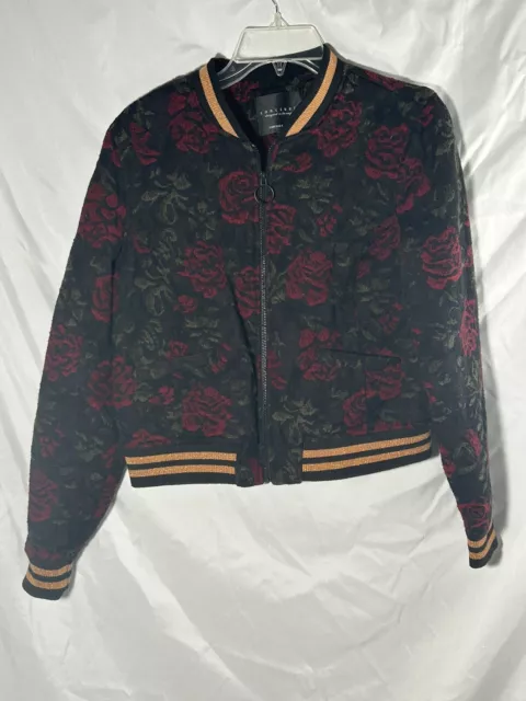 Sanctuary Bomber Jacket Women’s Small Floral Leaf Print