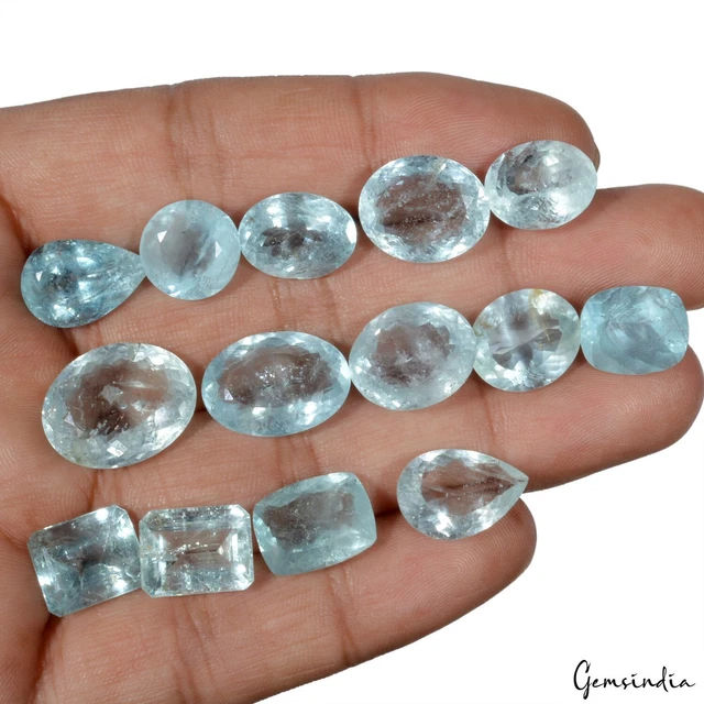 Certified 104.50 Cts/14 Pcs Natural Santa Maria Blue Aquamarine Mix Cut Gems Lot