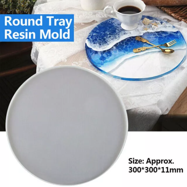 Silikonform Rundes Tablett groß Epoxidharz Kunstharz Resin Gießform Untersetzer