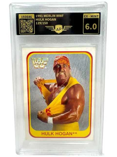 HULK HOGAN EX-MINT WWE Merlin Card 1991 AP classificato no PSA WWF INKgrafix Toys A241