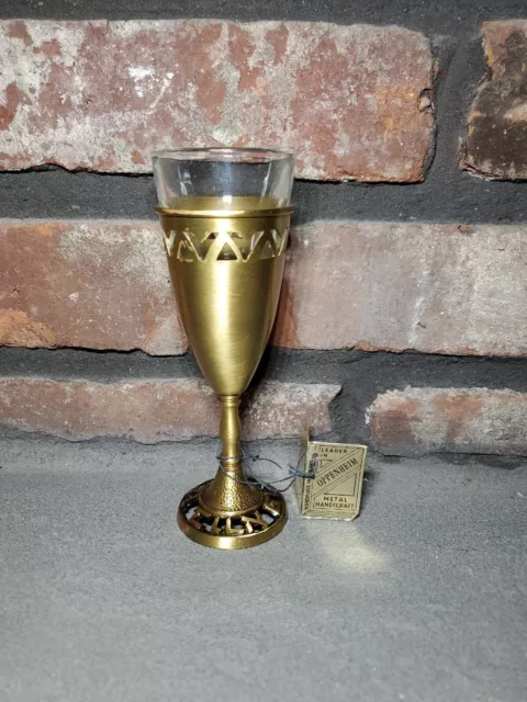 Judaica Vintage Oppenheim ISRAEL Kiddush Goblet Cup, W/Shot Glass Jewish Shabbat