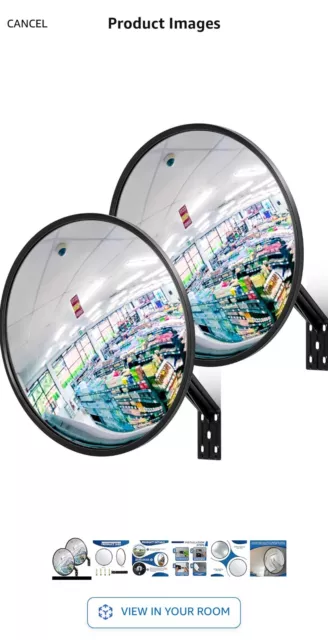 2 Convex Curved Security Mirrors In Box Loss Theft Prevention Retail Store Thief