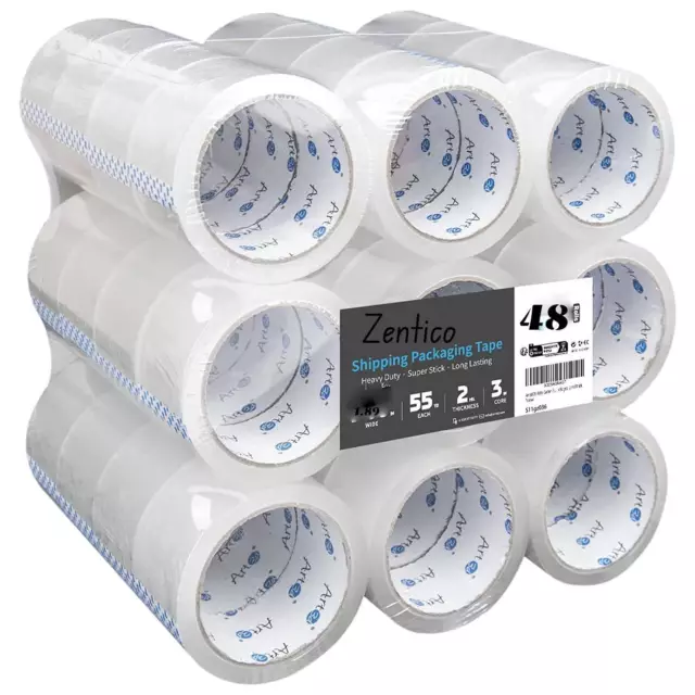 48 Rolls Premium Clear Carton Box Sealing Packing Tape 2 Mil 1.89"x 65/110 yard