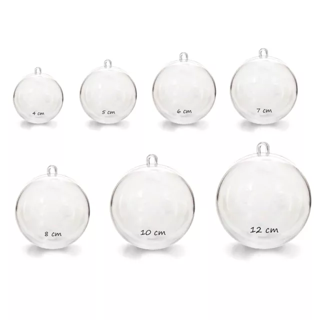 10x sfere a sfera artigianale in plastica acrilica trasparente decorazioni natalizie matrimonio