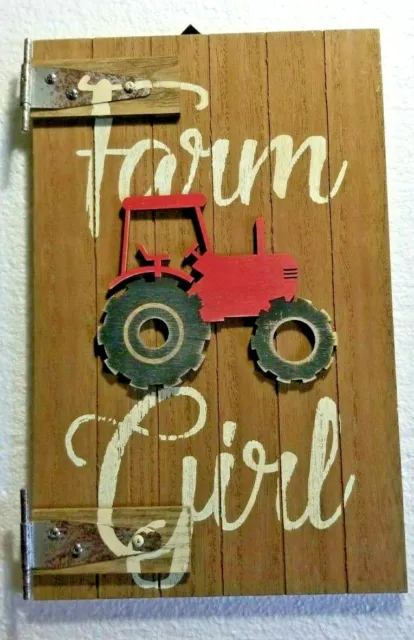 Farm Girl Decorative Hanging Sign Wood Door Hinge Accents Barn Door
