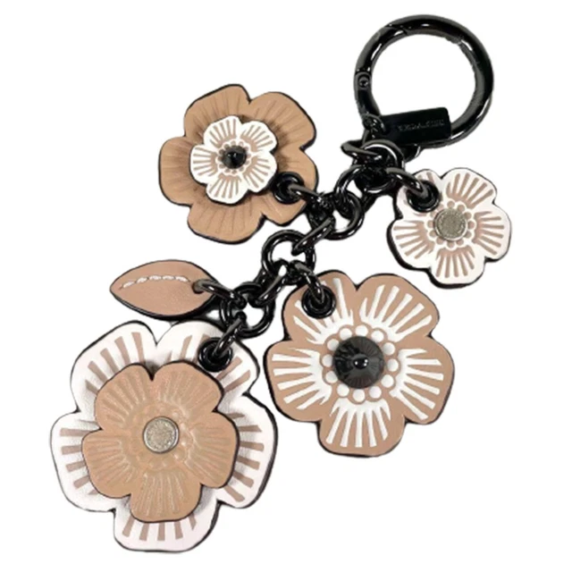 COACH Tea Rose Mix Flower Bag Charm Key Ring Accessories
