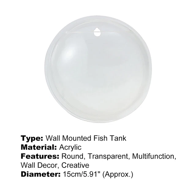 Clear Wall Mounted Fish Bowl Aquarium fits Plant Flower Tank  Goldfish Home 5