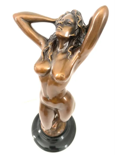 Erotische Raymondo Bronzefigur Bronze Akt mit Künstlersignatur auf Marmorsockel 3