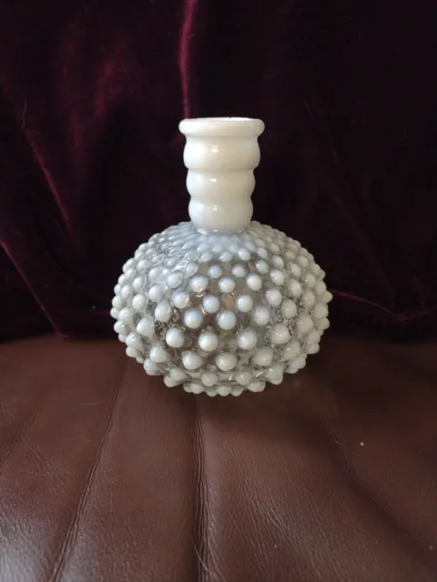 Vintage Hobnail Moonstone Opalescent Glass Bud Vase Fenton