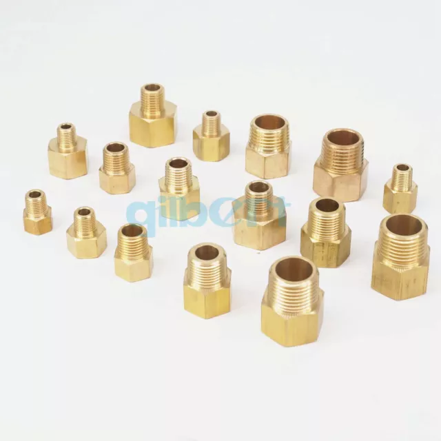 1/8" 1/4" 3/8" 1/2" NPT BSP Male-Female Brass Pipe Adapter For Pressure Gauge