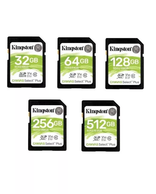 Kingston Canvas Select Plus U1 UHS-I C10 32 GB - 512 GB Carte SD Carte Mémoire