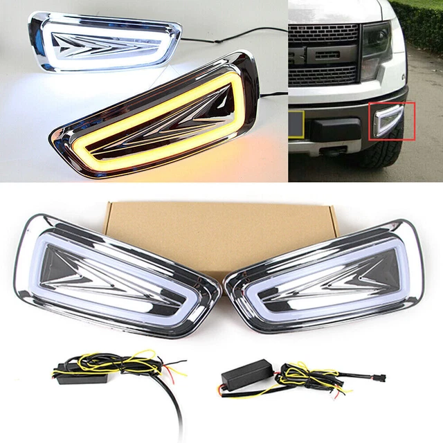 Luce diurna LED DRL Lampada nebbia con segnale per Ford F150 Raptor SVT 2009-2015 14