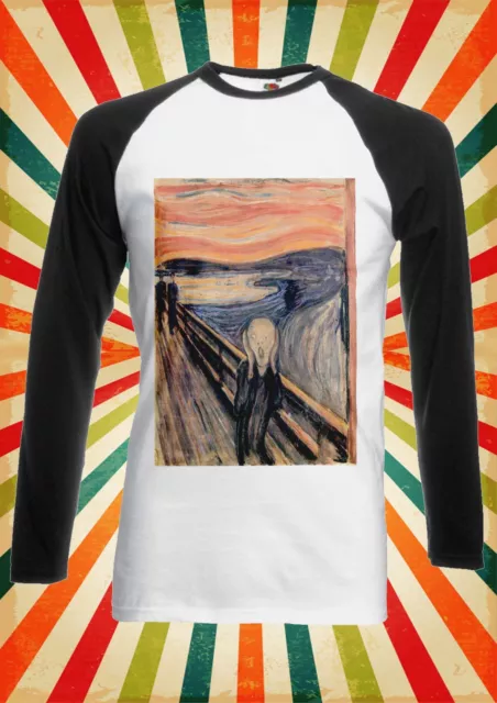 The Scream Edvard Munch Paint Men Women Long Short Sleeve Baseball T Shirt 1715