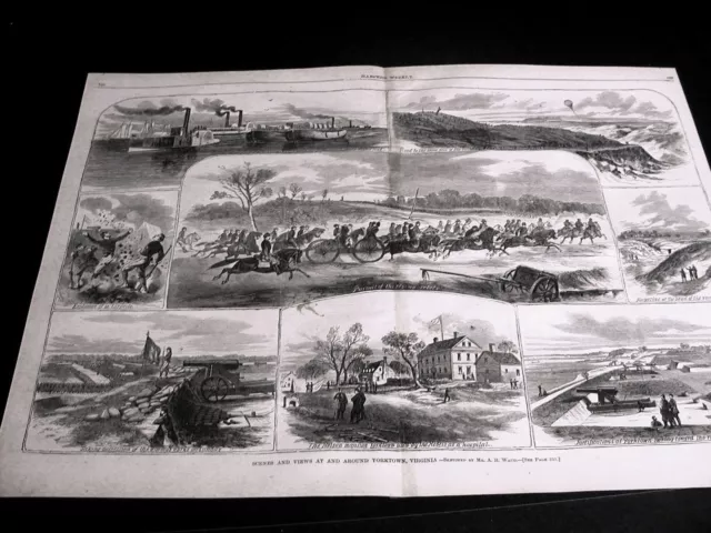 Waud Yorktown Virginia FRANKLIN DIVISION to WEST POINT Nelson Home 1862 Lg Print