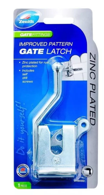 Zenith Zinc Plated Improved Pattern Gate Latch 100mm Includes Self Drill Screws