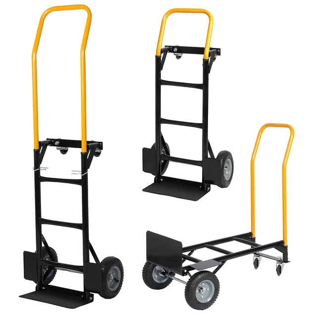 330 lbs Capacity Heavy Duty 2-in-1 Hand  Push Cart for