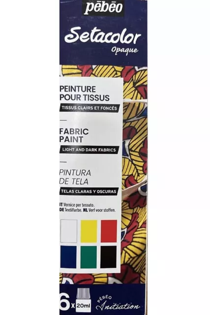 Pebeo Setacolor Stofffarbe 6 x 20ml blickdicht hell & dunkel Stoffe Textil 756481