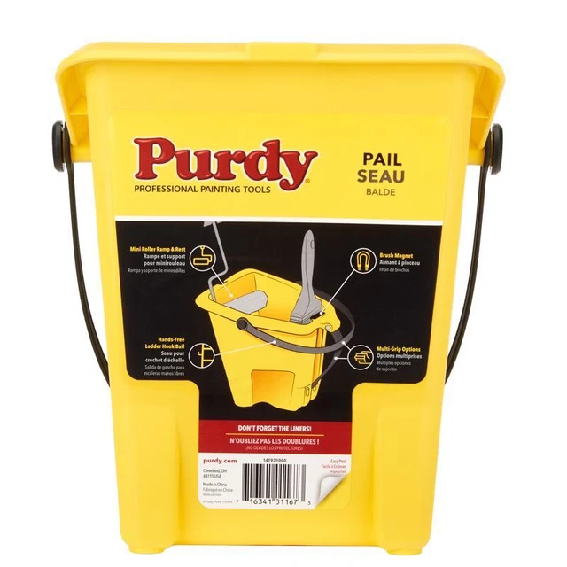 Purdy 14T921000 Yellow 1 qt. Capacity Paint Pail 9 L x 9 H x 6.5 W in.