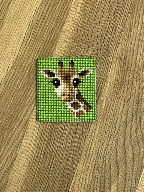 Handmade Completed Cross Stitch Fridge Magnet - Giraffe