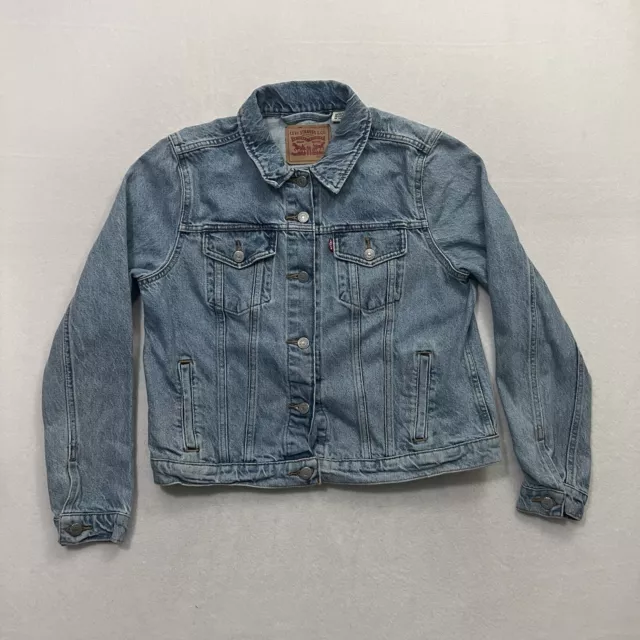 Levis Denim Trucker Jacket Women’s Size XL Blue Light Wash Button Up Long Sleeve