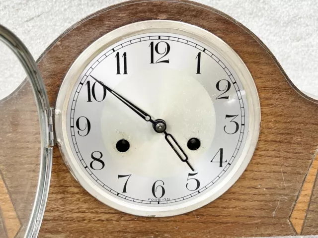 Vintage Art Deco Oak Mantle Clock 3